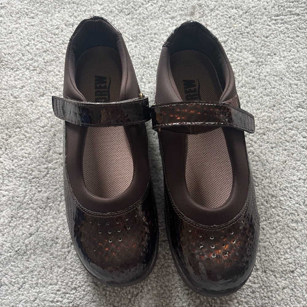 Drew Snake Skin Print Brown Patent Leather Mary Jane Shoes